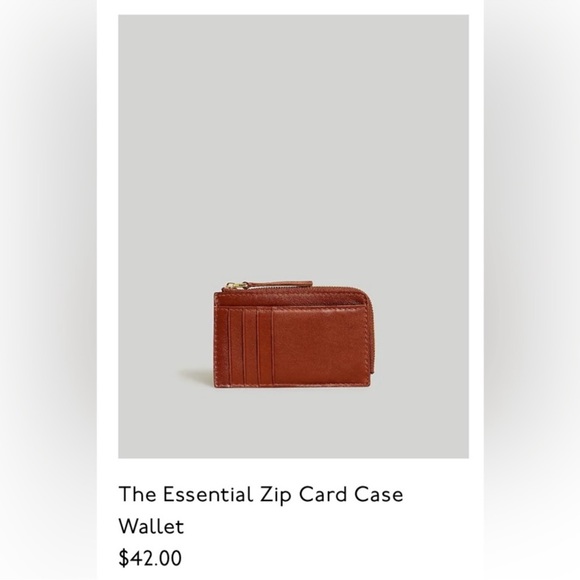 Madewell Brown Leather Essential Zip Card Case Wallet - Picture 4 of 6